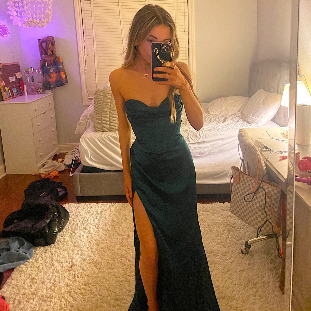 Emerald green corset prom / ball dress worn once